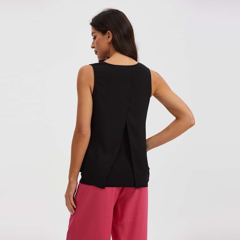 Blusa Lisa Abertura Negro Mujer-2
