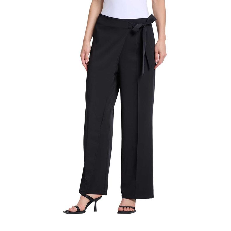 Pantalón Mujer Palazzo Aplicación Cruce Negro Fashions Park-0