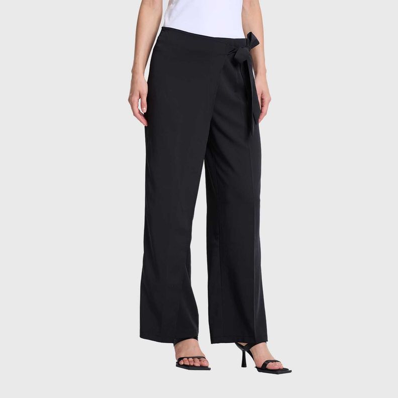 Pantalón Mujer Palazzo Aplicación Cruce Negro Fashions Park-1
