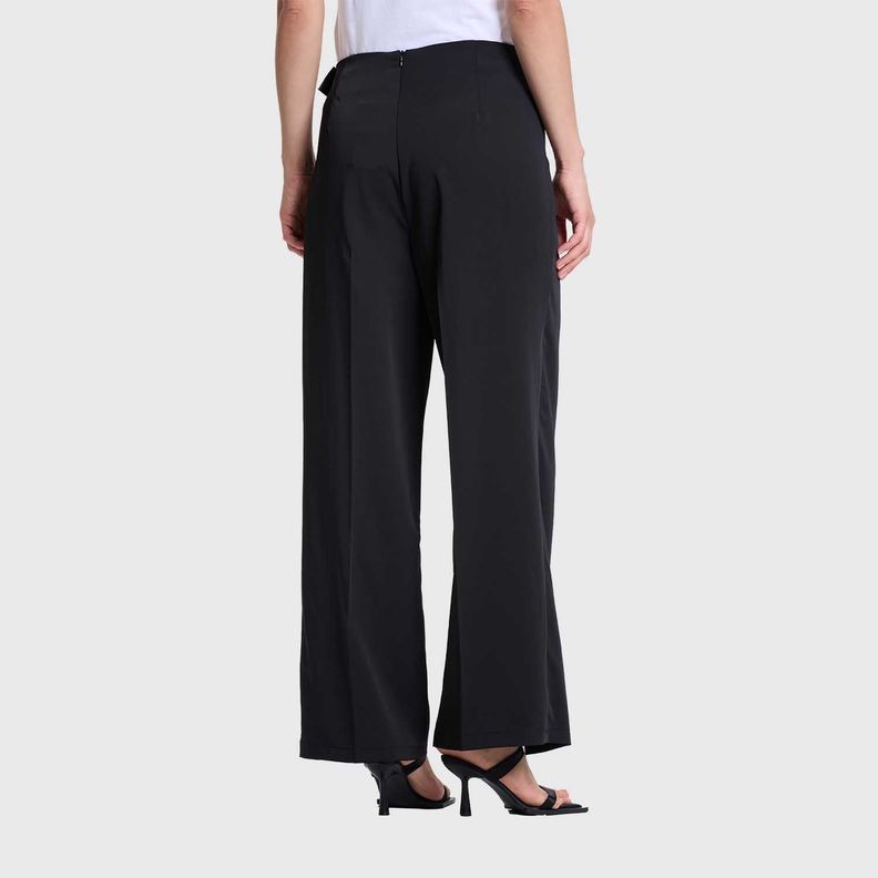 Pantalón Mujer Palazzo Aplicación Cruce Negro Fashions Park-2