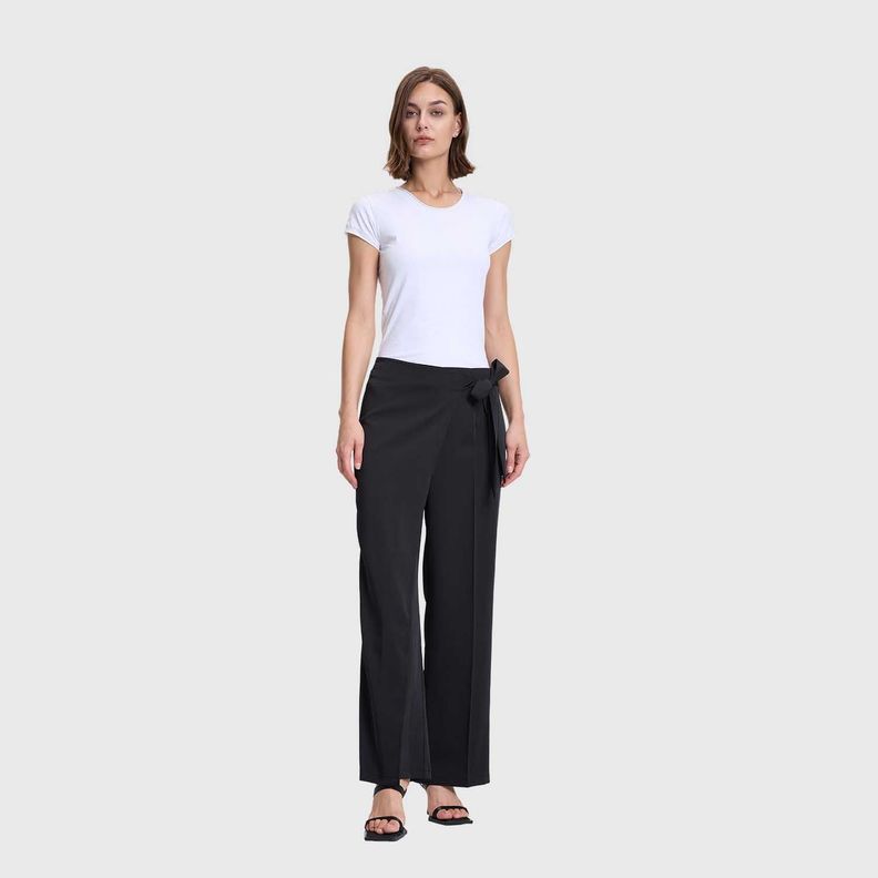 Pantalón Mujer Palazzo Aplicación Cruce Negro Fashions Park-3