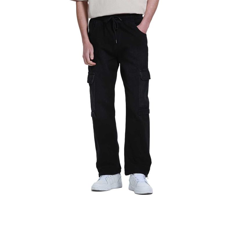 Jeans Hombre Cargo Recto Negro I-0