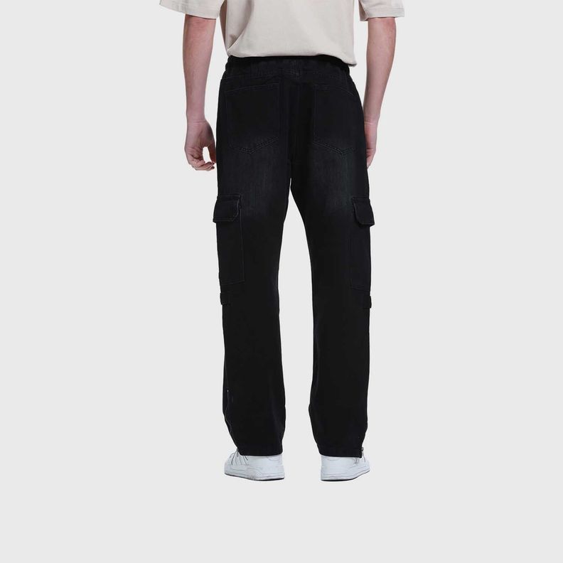 Jeans Hombre Cargo Recto Negro I-2