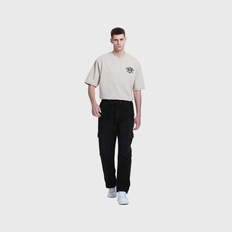 Jeans Hombre Cargo Recto Negro I-3
