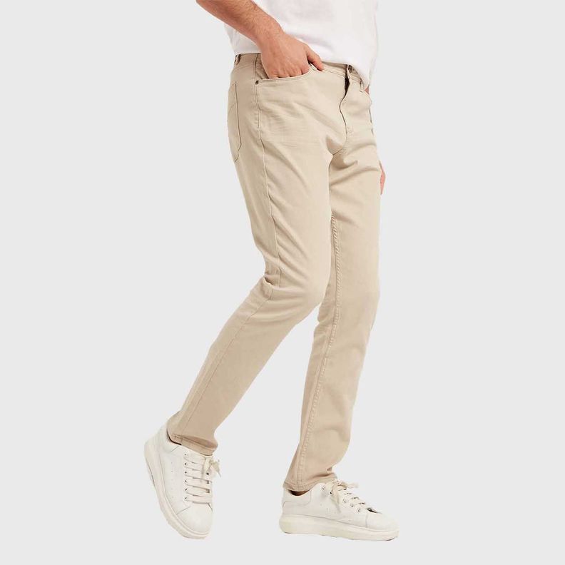 Jeans Hombre Slim Color Beige Claro-1