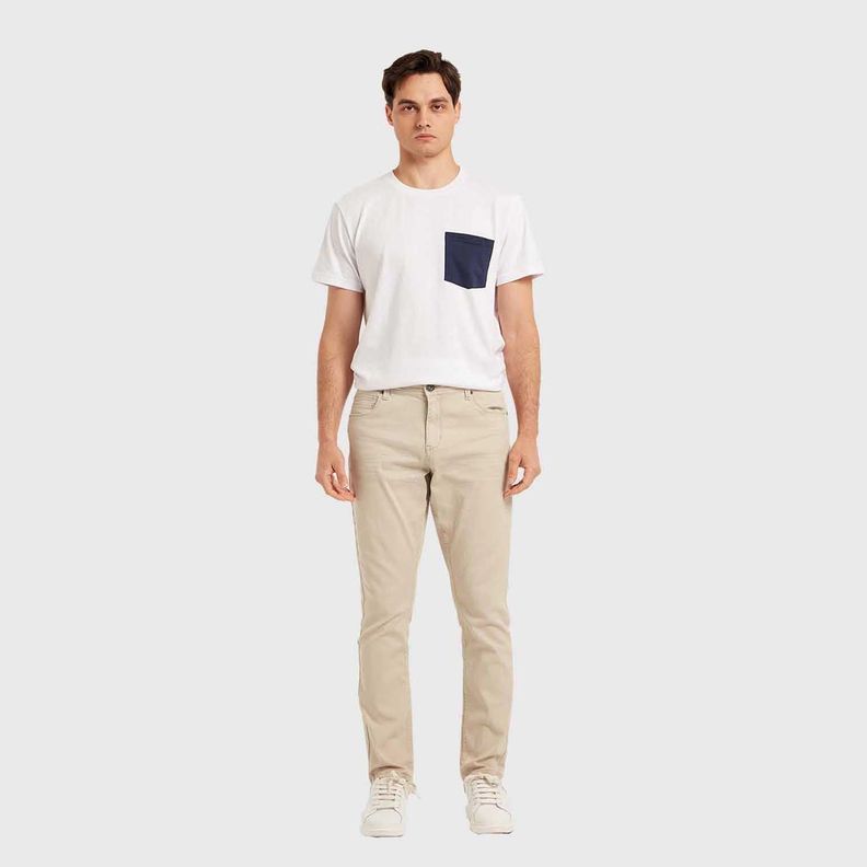 Jeans Hombre Slim Color Beige Claro-3