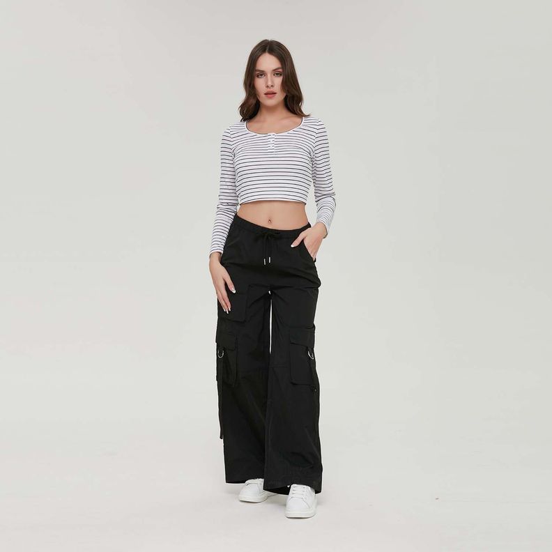 Pantalón Mujer Full Cargo Taslan Negro Fashion´s Park-6