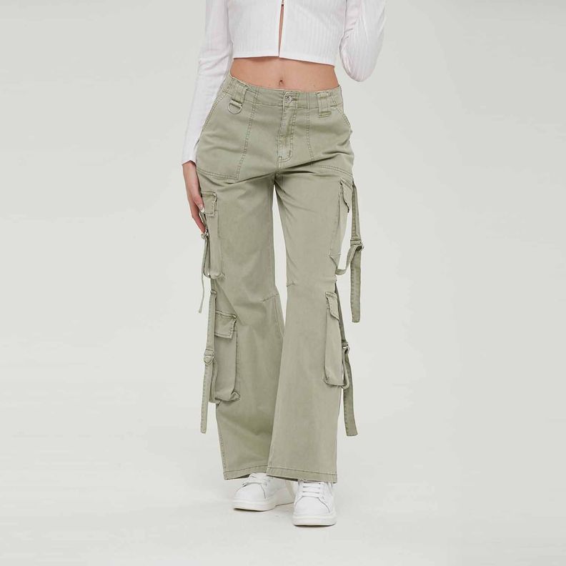 Pantalón Mujer Full Cargo Verde Olivo Claro Fashion´s Park-0