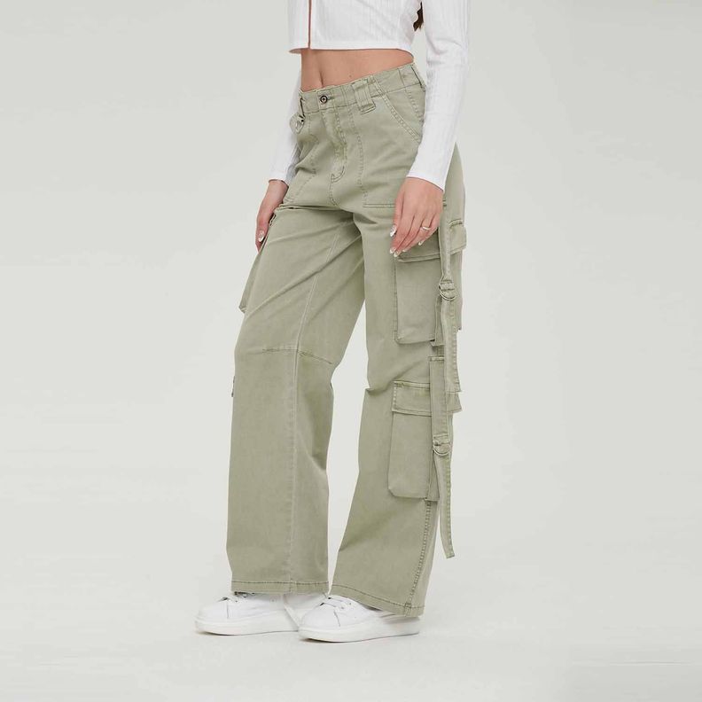 Pantalón Mujer Full Cargo Verde Olivo Claro Fashion´s Park-1