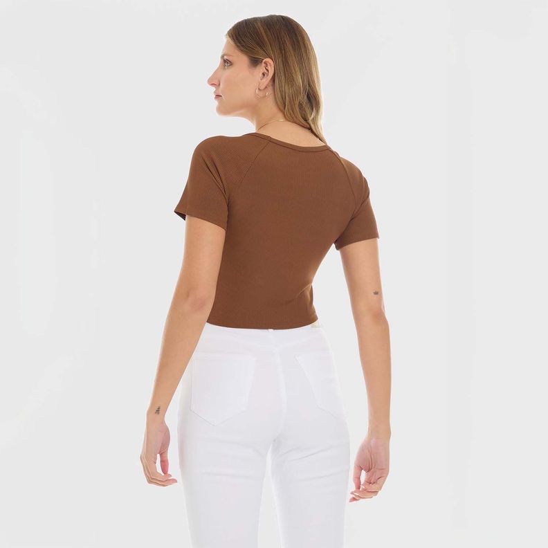 Polera Mujer Recogido Costados Cafe Fashion's Park-2