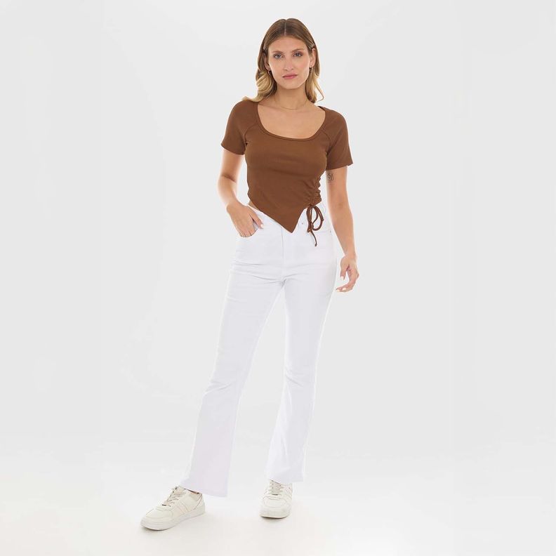 Polera Mujer Recogido Costados Cafe Fashion's Park-3