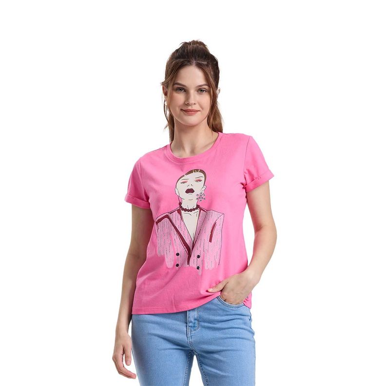Polera Mujer Gráfica Roll Up Rosado Fashion's Park-0