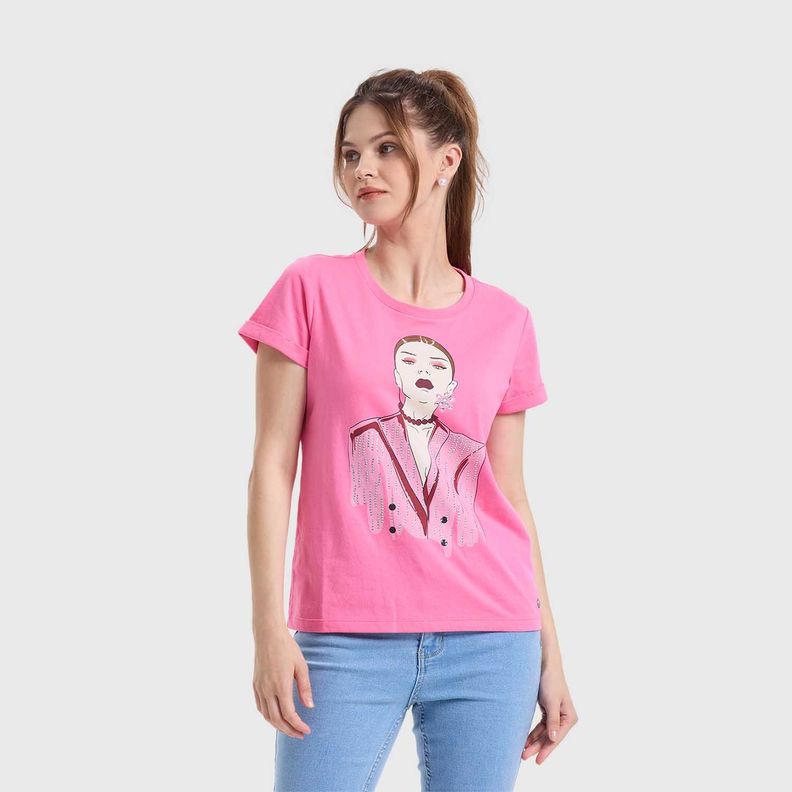 Polera Mujer Gráfica Roll Up Rosado Fashion's Park-1