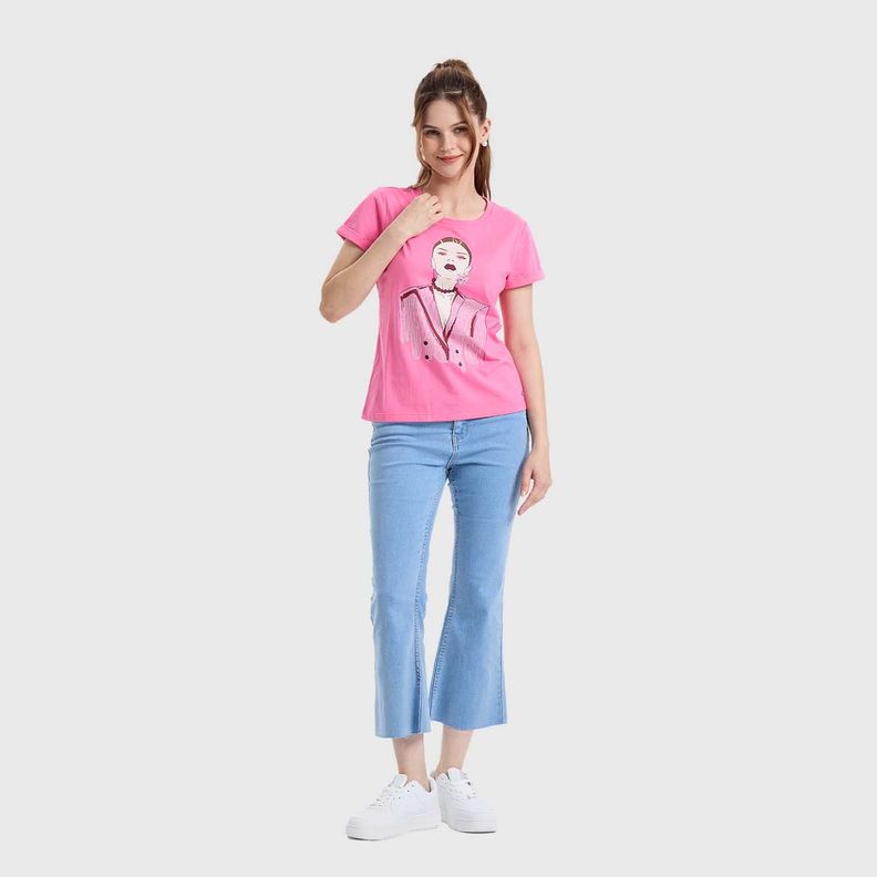 Polera Mujer Gráfica Roll Up Rosado Fashion's Park-3