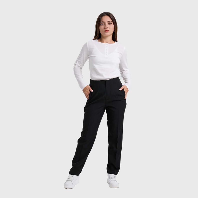 Pantalón Mujer Tiro Alto Sastrero Negro Fashion´s Park-3