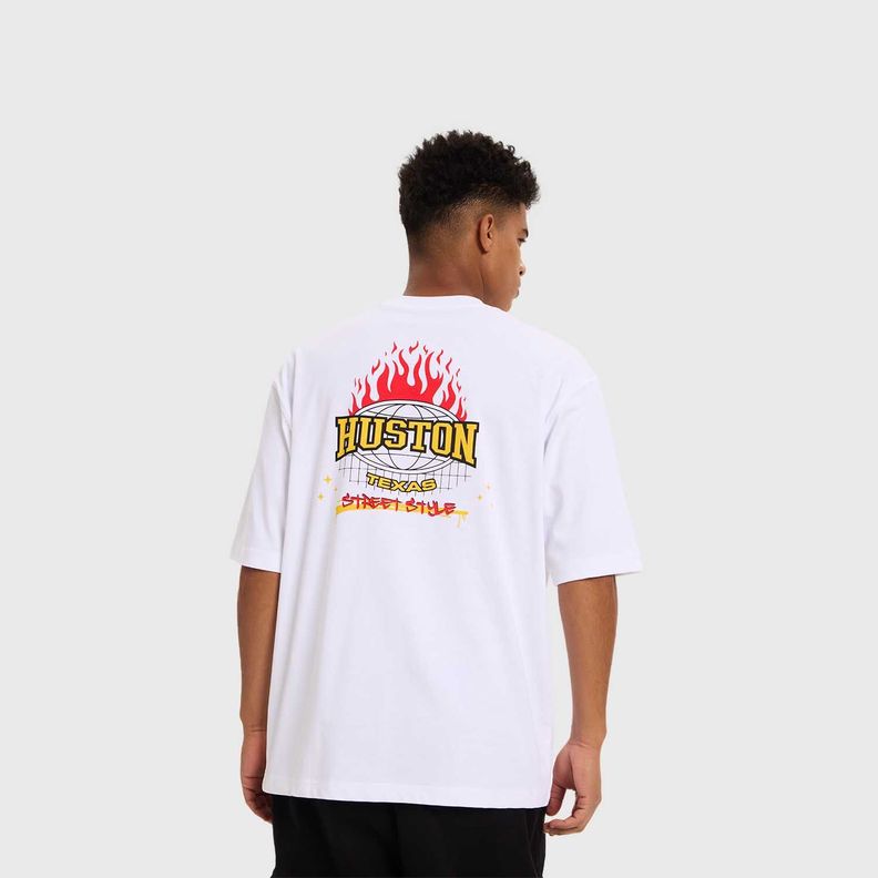 Polera Hombre Print Flamas Blanco Fashion's Park-2