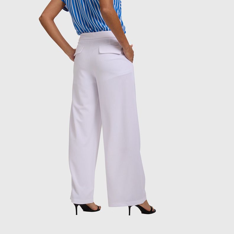 Pantalón Mujer Palazzo Sastrero Blanco Fashion's Park-2