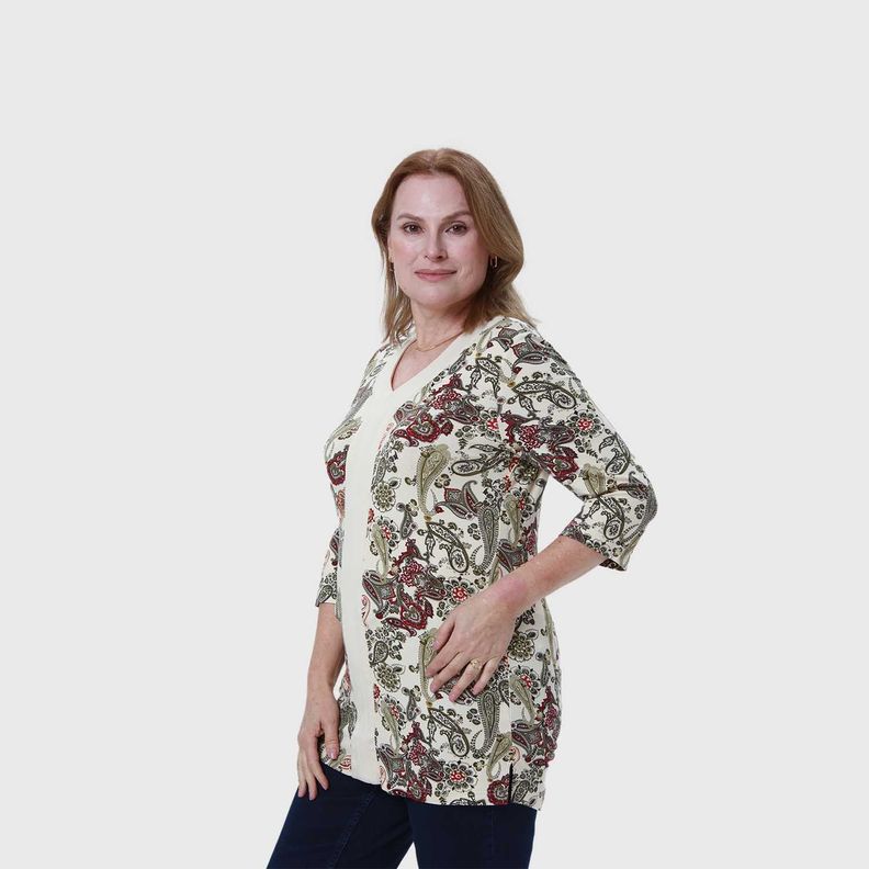 Polera Mujer Full Print Guinda Oscuro-1
