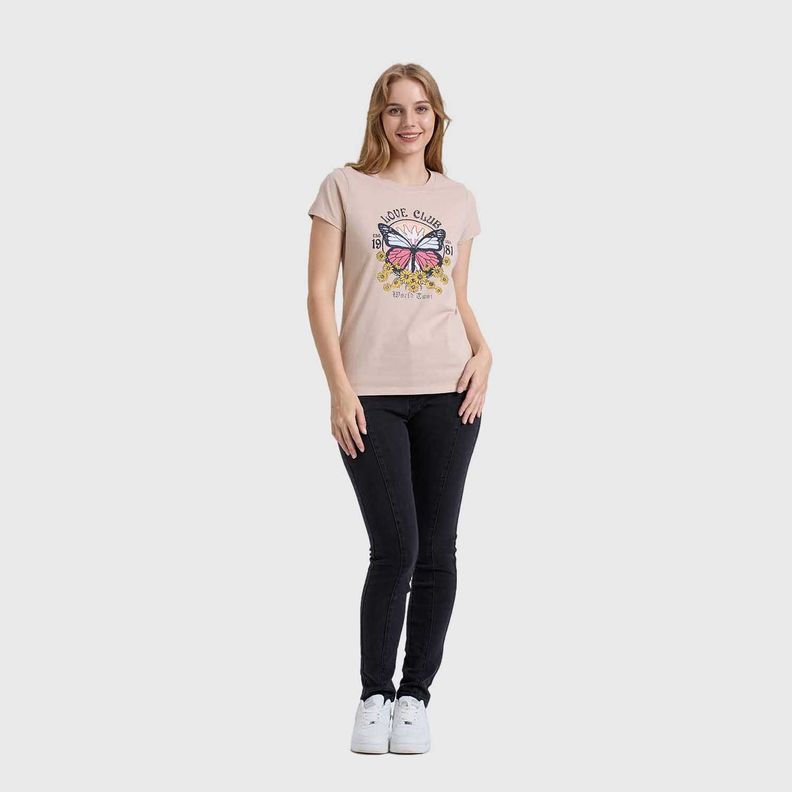 Polera Mujer Básica Print Beige Fashion's Park-3
