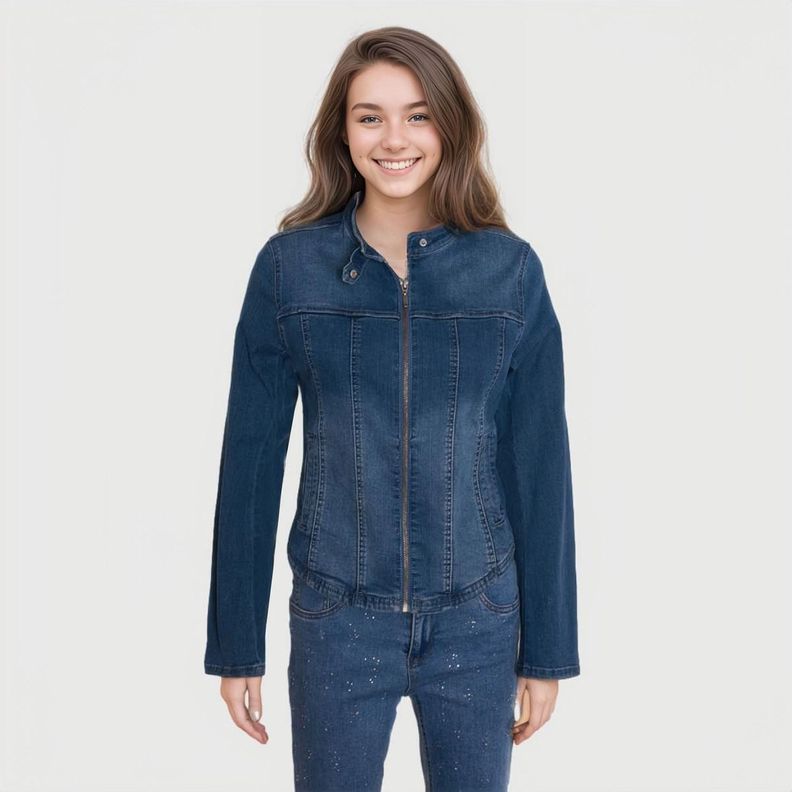 Chaqueta Ajustada Celeste Mujer-0