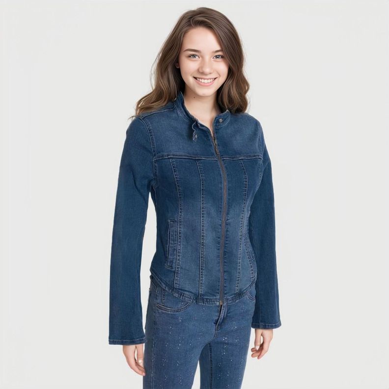 Chaqueta Ajustada Celeste Mujer-1