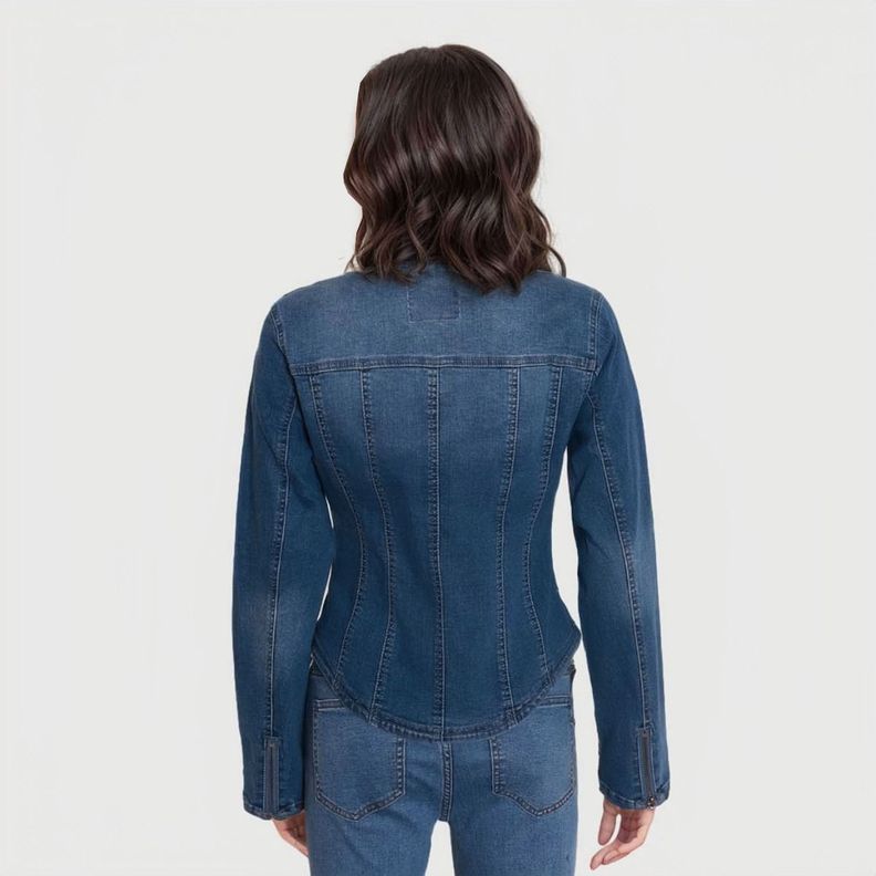 Chaqueta Ajustada Celeste Mujer-2