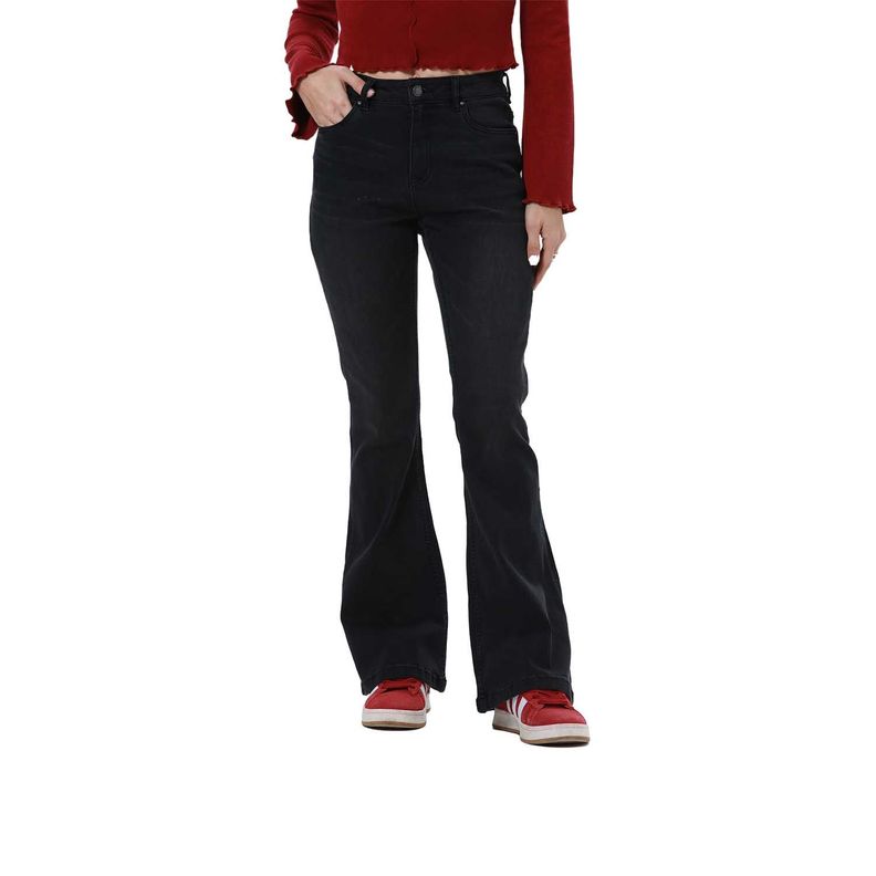 Jeans Mujer Flare Vale Negro Fashion's Park-0