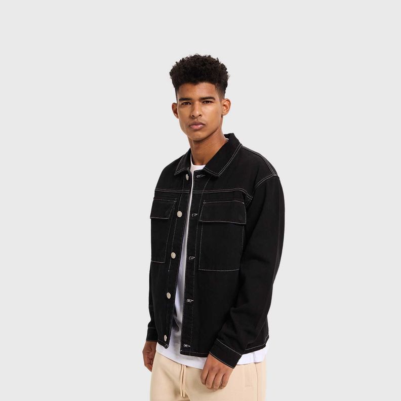 Chaqueta Hombre Juvenil Con Bolsillo Negro Fashion's Park-1