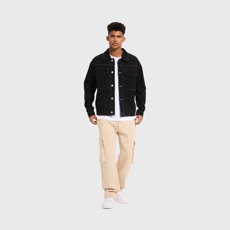 Chaqueta Hombre Juvenil Con Bolsillo Negro Fashion's Park-3