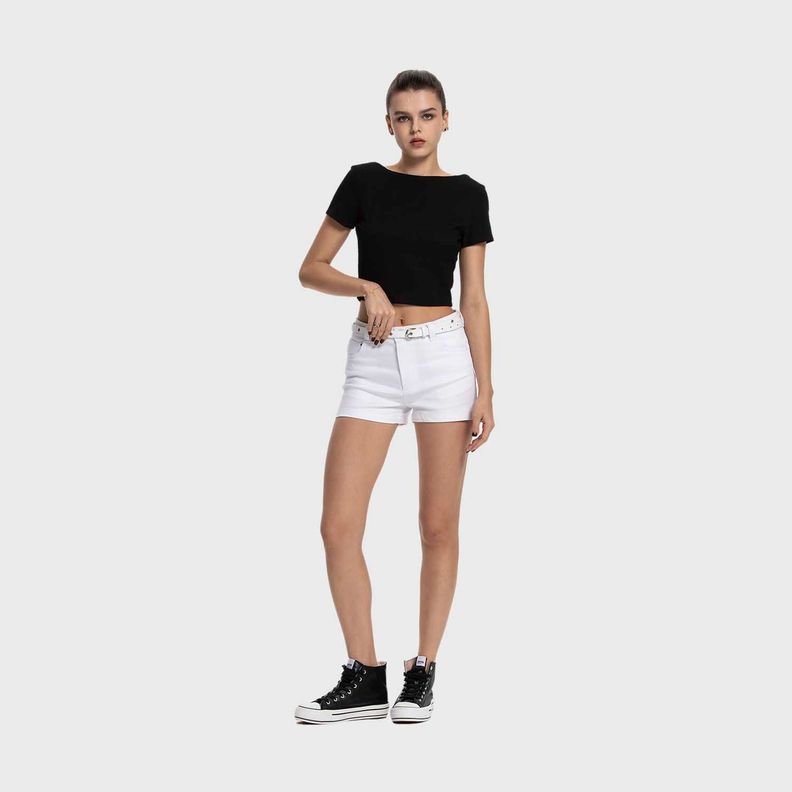 Short Mujer Cinturón Blanco Fashion's Park-3