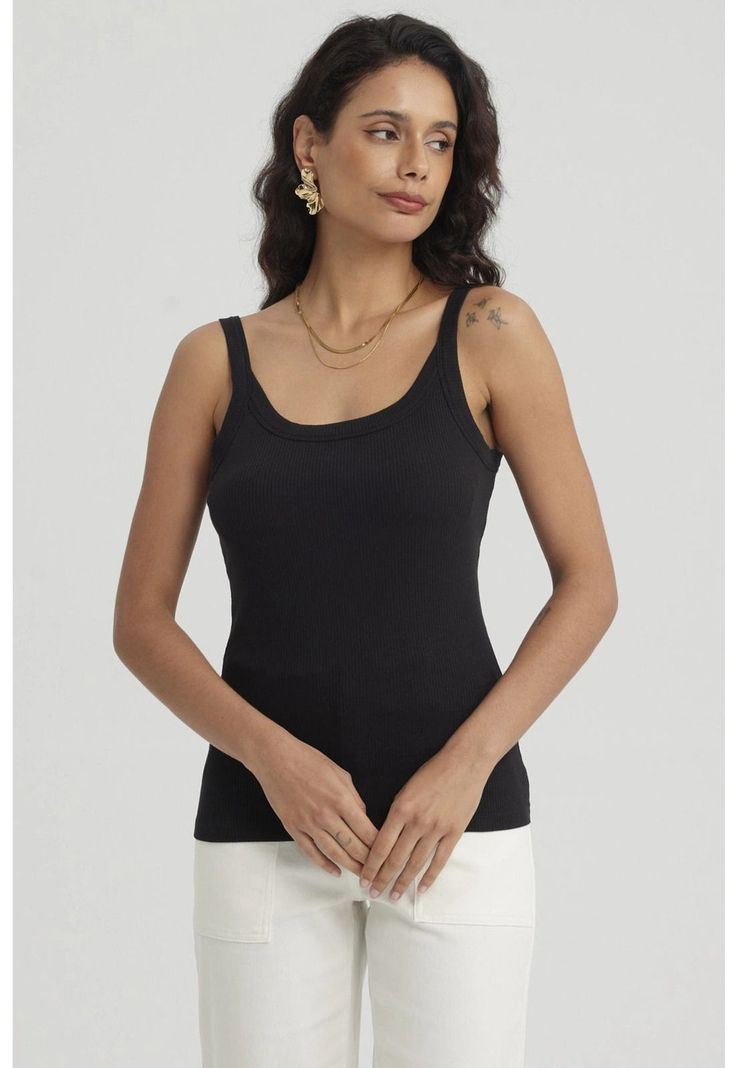 Peto Mujer Rib Pabilo Ancho Negro