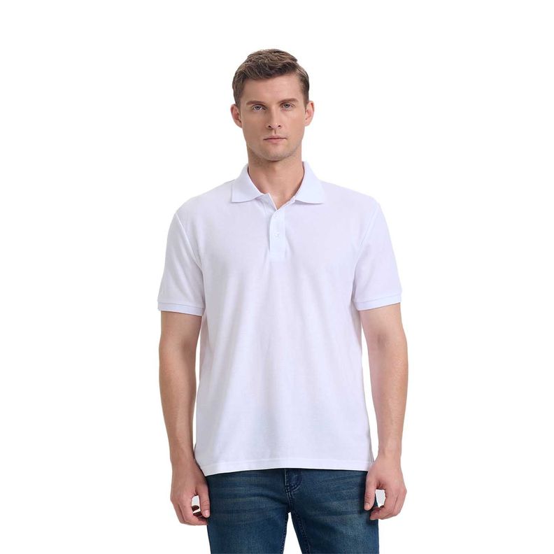 Polera Hombre Pique Lisa Básica Blanco Fashion's Park-0