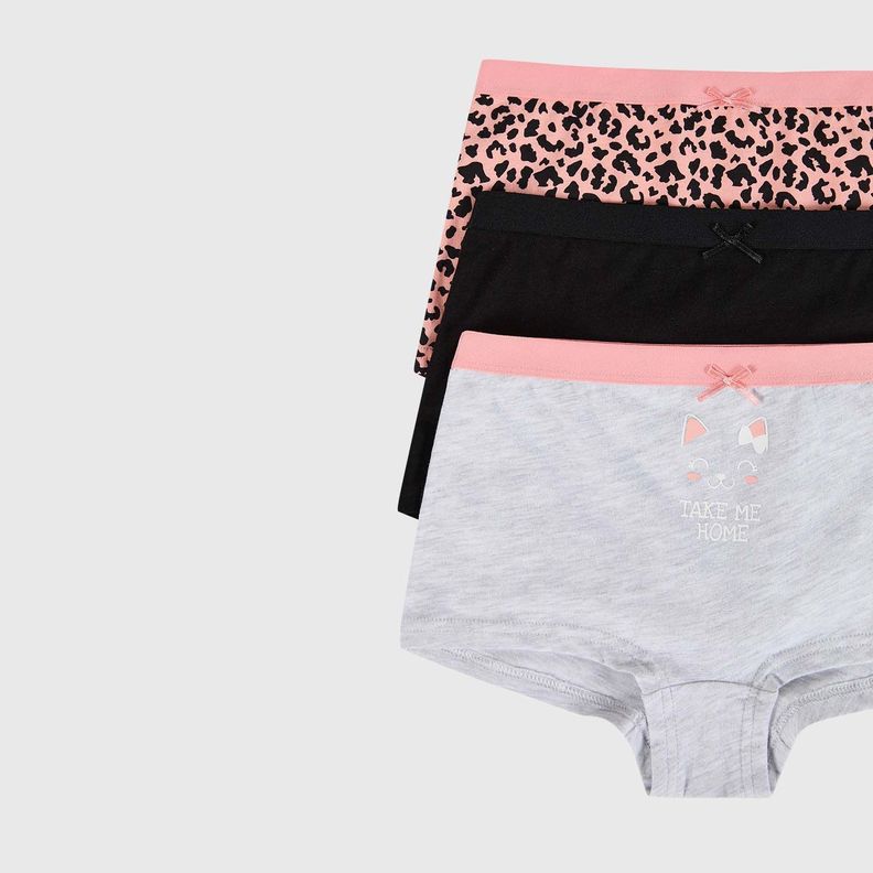 Calzón Niña Tripack Pantaleta Niña Negro-1