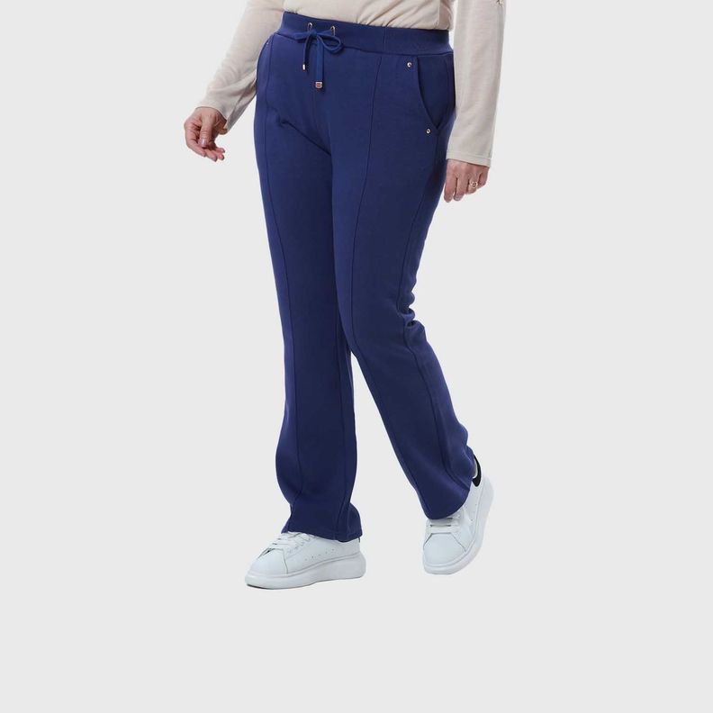 Pantalón Buzo Mujer Flare Clásico Azul-1