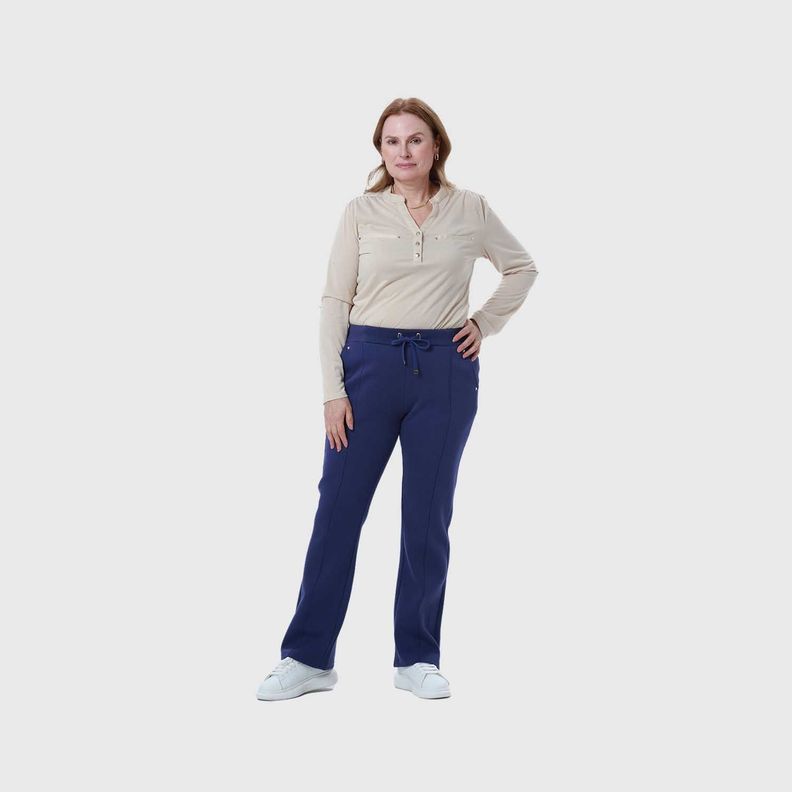 Pantalón Buzo Mujer Flare Clásico Azul-3