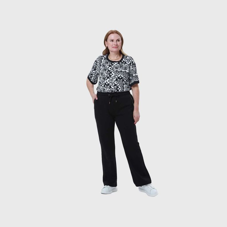 Pantalón Buzo Mujer Detalle Strass Bolsillo Negro-3