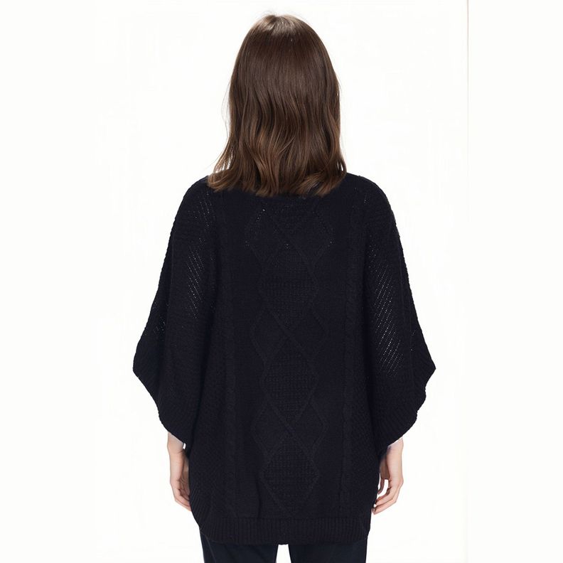 Sweater Mujer Poncho Negro-1