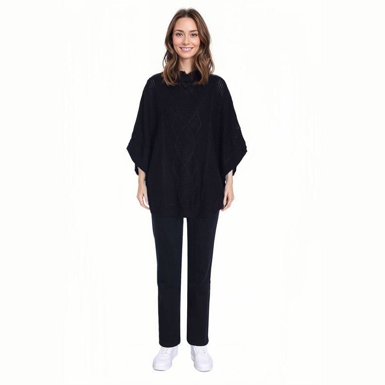 Sweater Mujer Poncho Negro-2