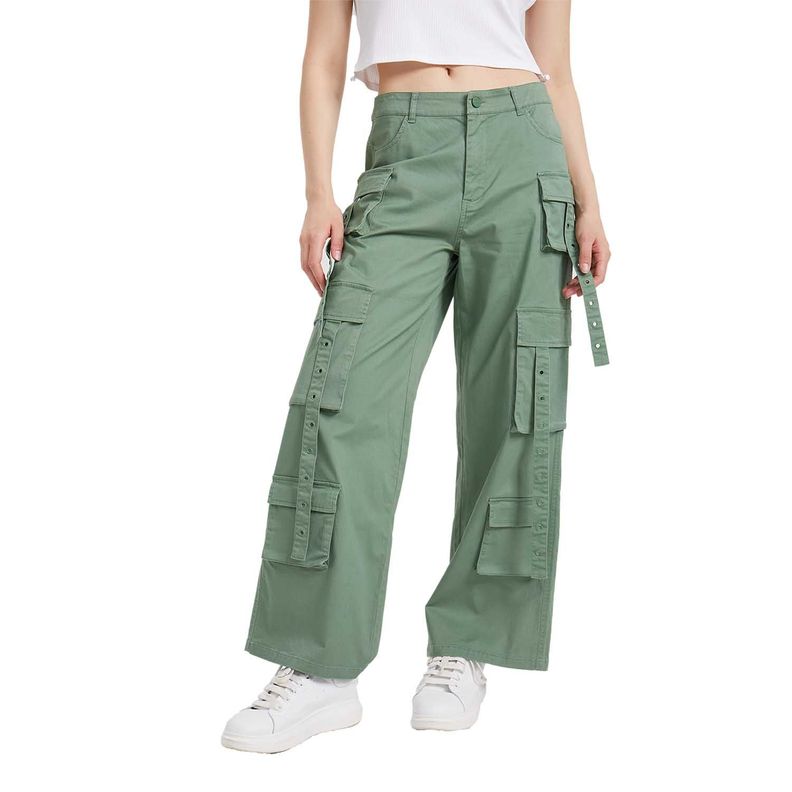 Pantalón Mujer Cargo Tiras Verde Militar Fashion´s Park-0