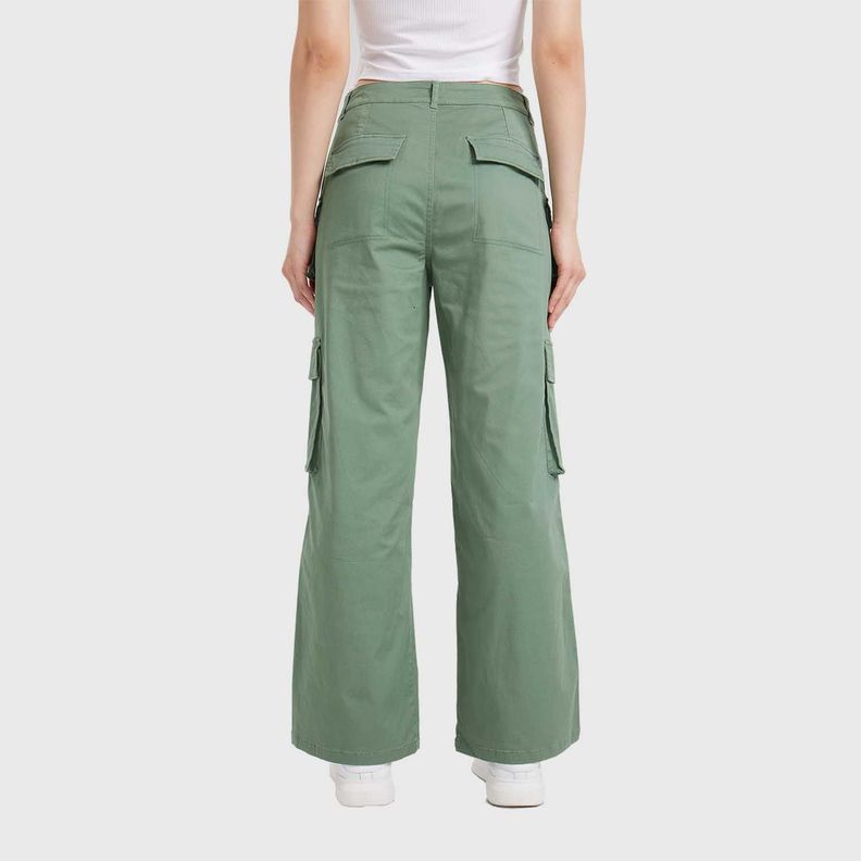 Pantalón Mujer Cargo Tiras Verde Militar Fashion´s Park-2
