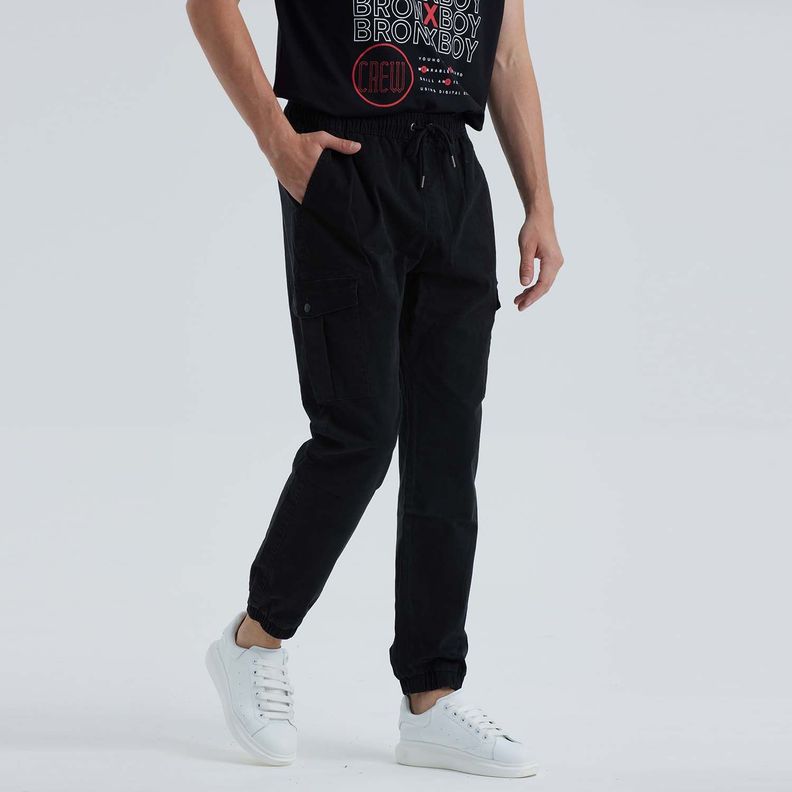 Pantalon Cargo Negro Hombre-1