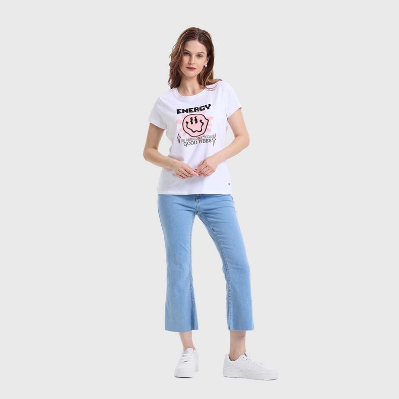 Polera Mujer Básica Print Blanco / Silver Fashion's Park-3