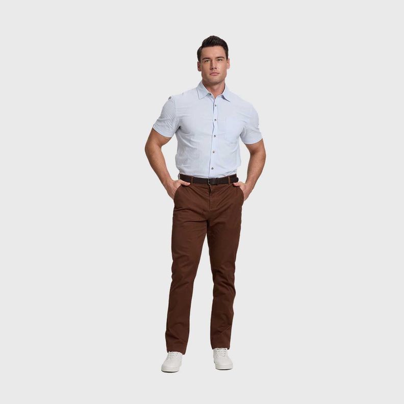 Pantalón Hombre Chino Cinturon Cafe Fashion's Park-3