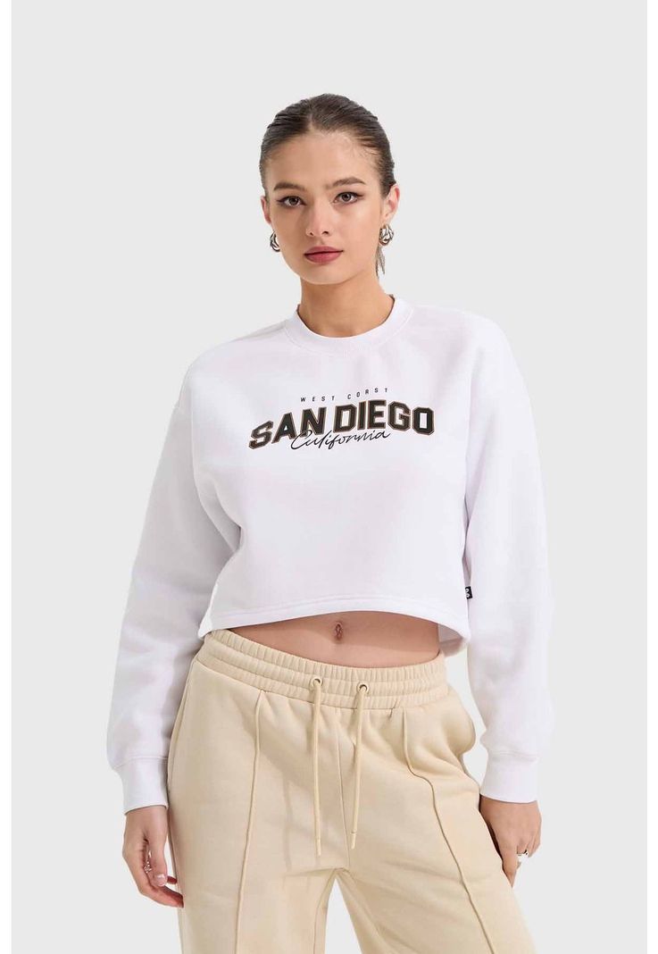 Polerón Mujer Crop Blanco