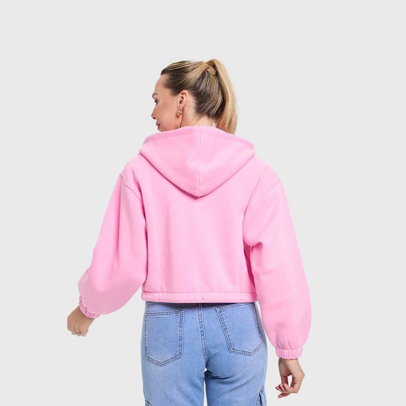 Polerón Mujer Zipper Crop Rosado Fashion's Park-2