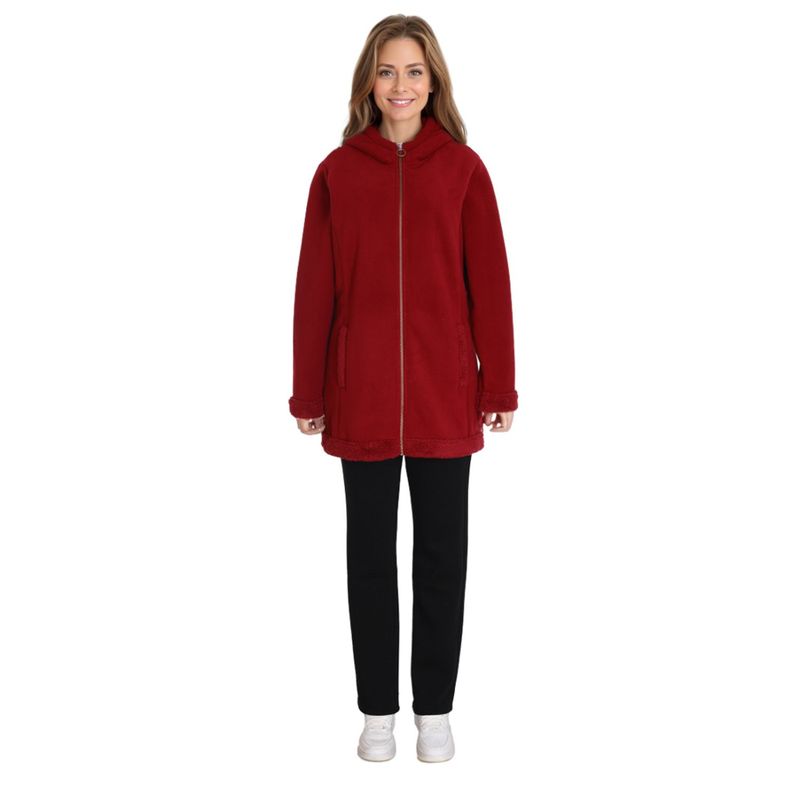 Polar Mujer Largo Doble Faz Guinda-2