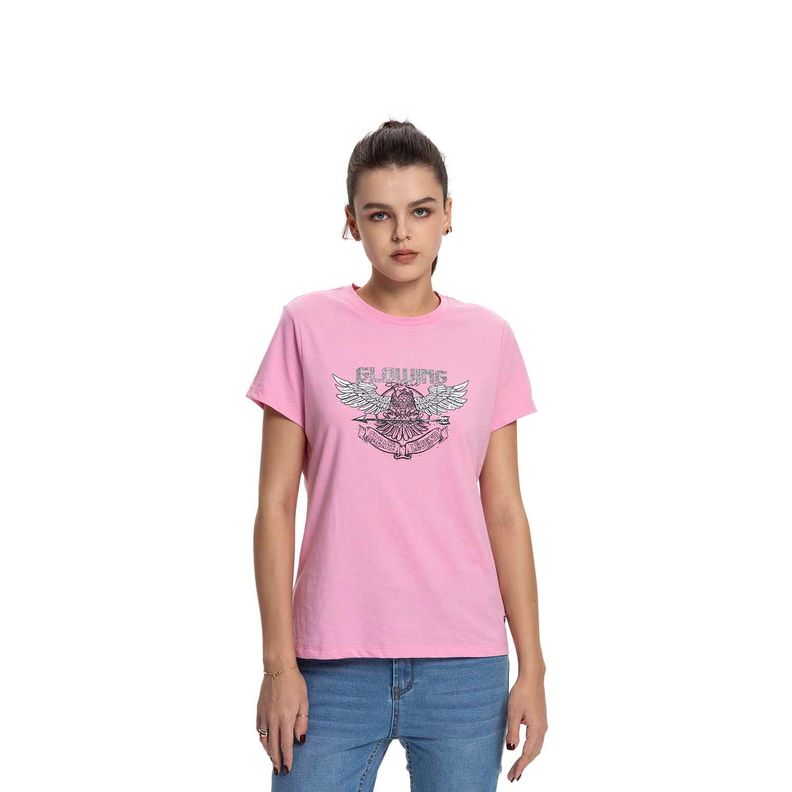 Polera Mujer Básica Print Rosado Fashion's Park-0