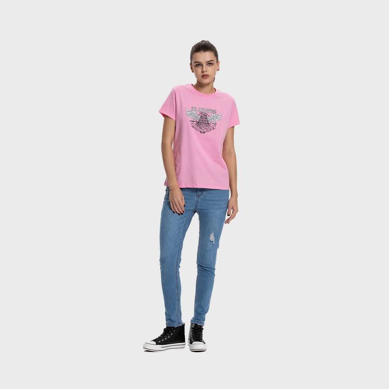 Polera Mujer Básica Print Rosado Fashion's Park-3
