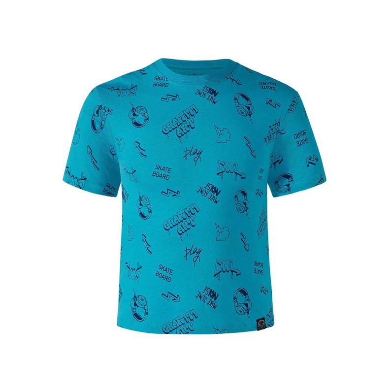 Polera Niño Full Print Oversize Turquesa Fashion's Park-0