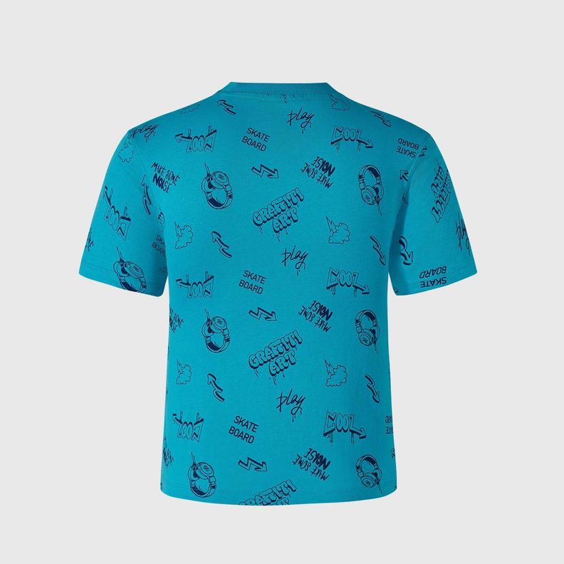 Polera Niño Full Print Oversize Turquesa Fashion's Park-1